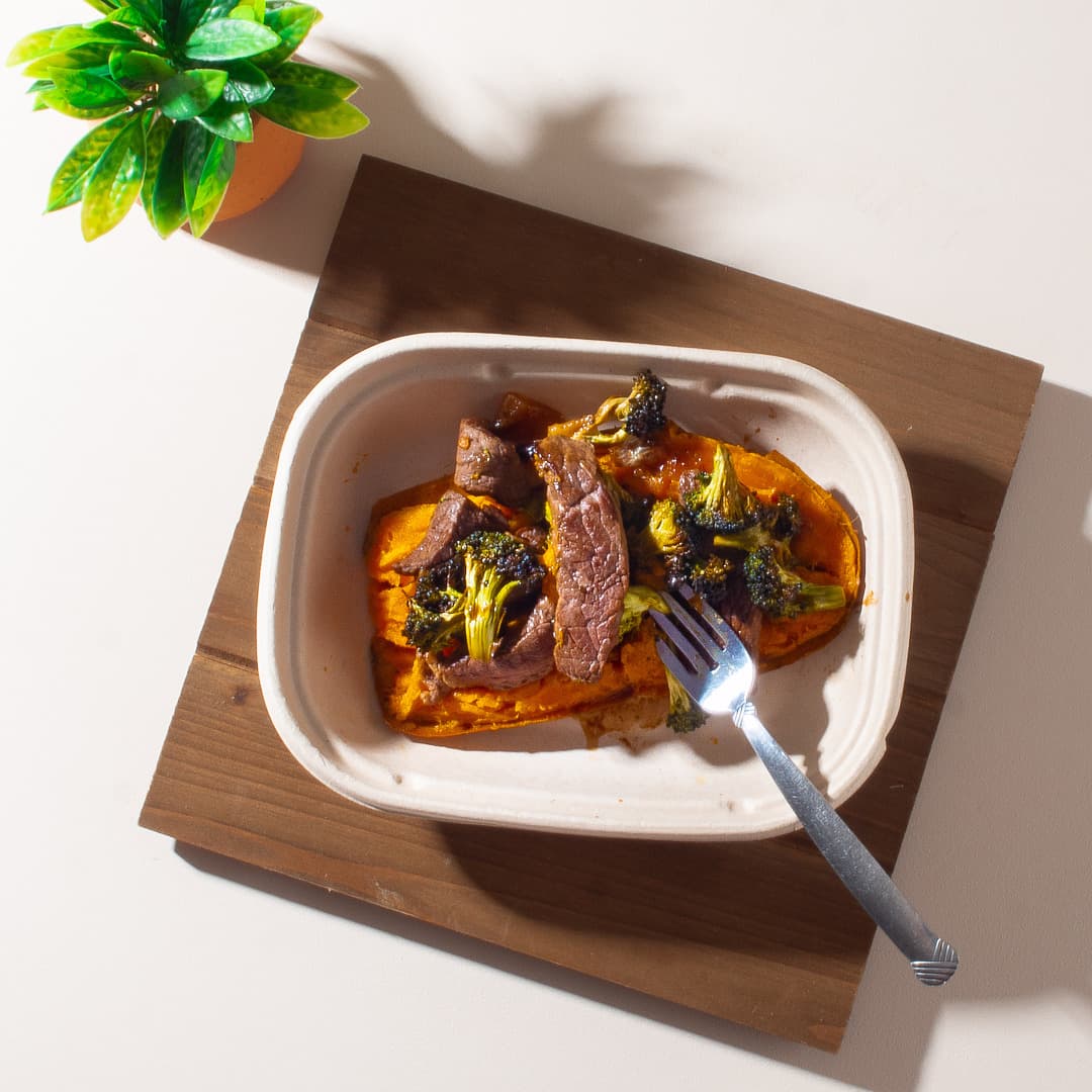 Beef and Broccoli Loaded Sweet Potato