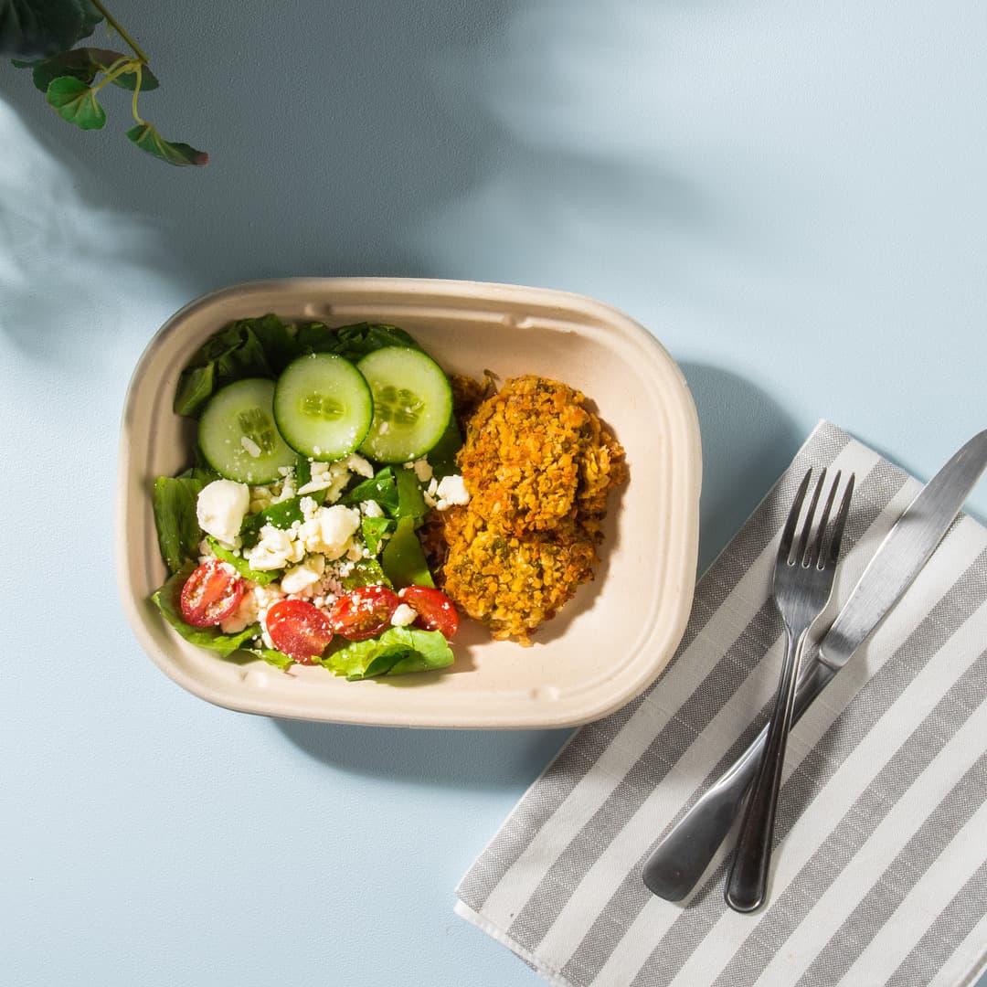 Greek Salad and Veggie Falafel