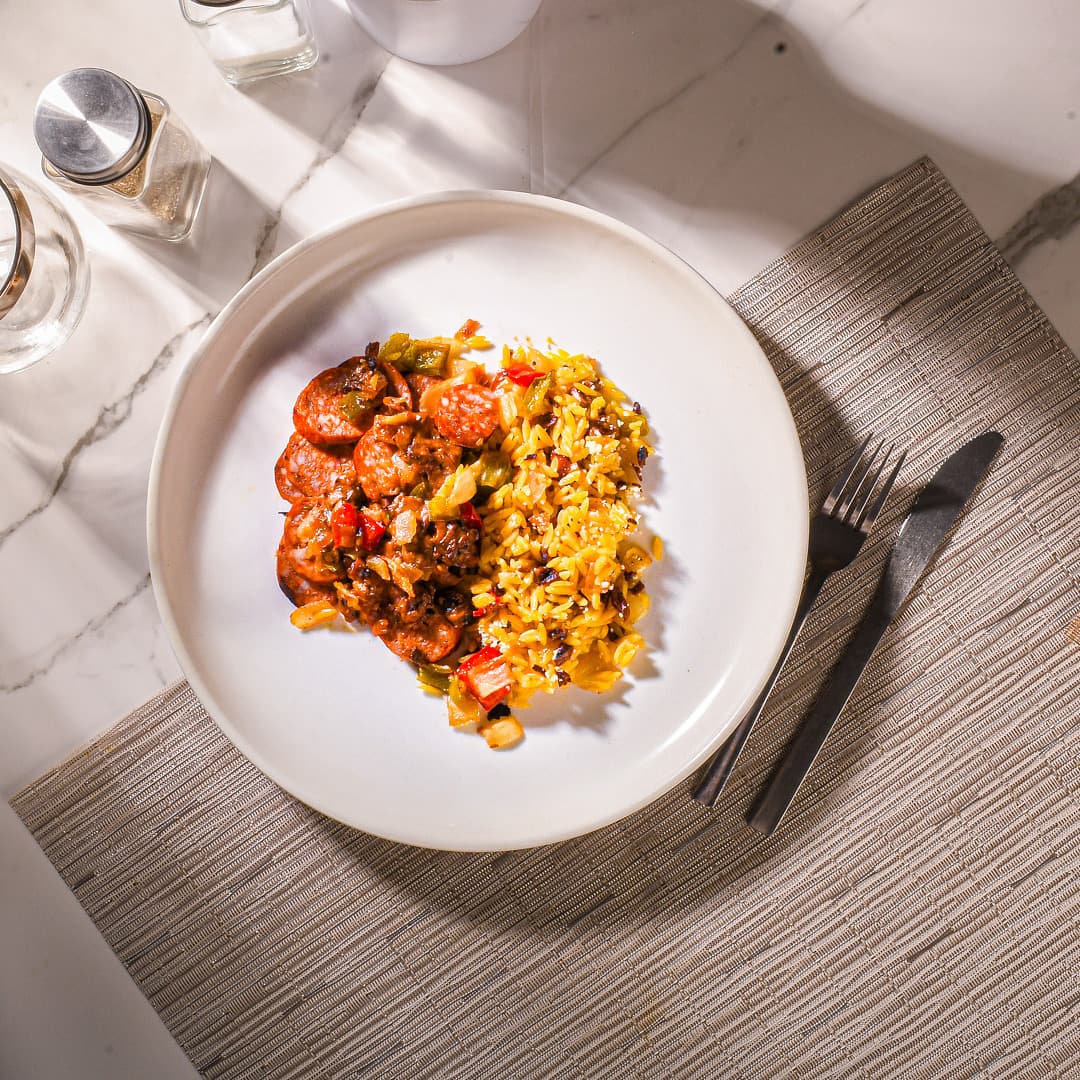 Sausage Marsala with risotto