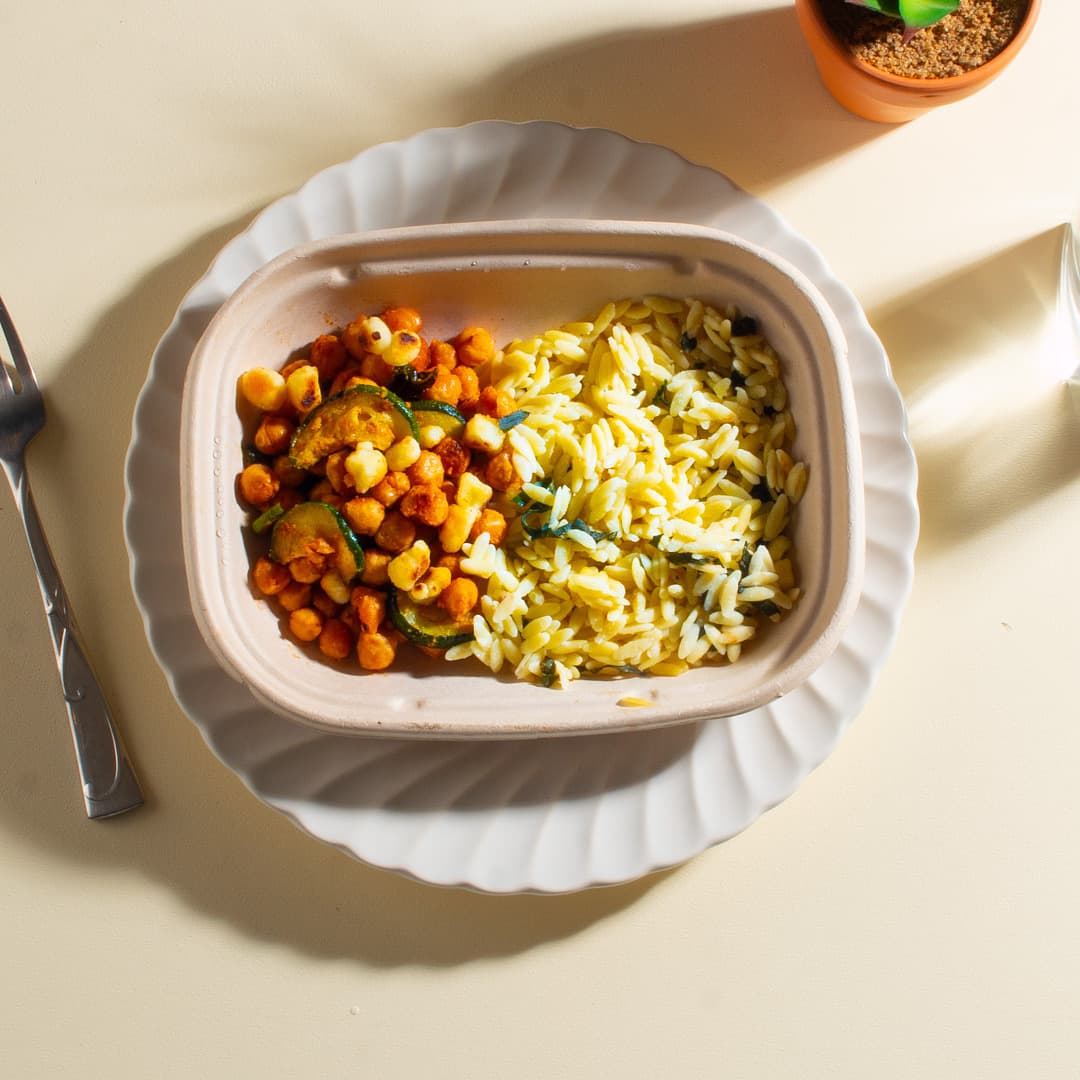 Vegetarian Crispy Lemon Feta and Spiced Chickpeas