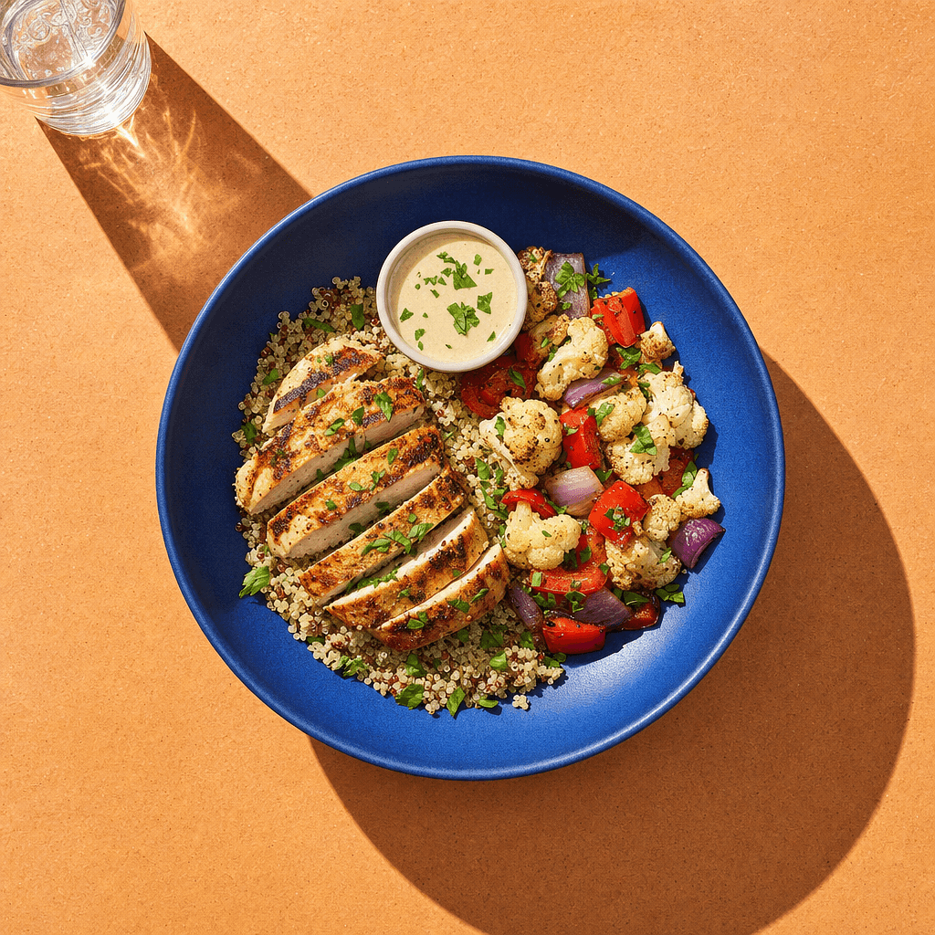 Grilled Chicken and Roasted Cauliflower Bowl