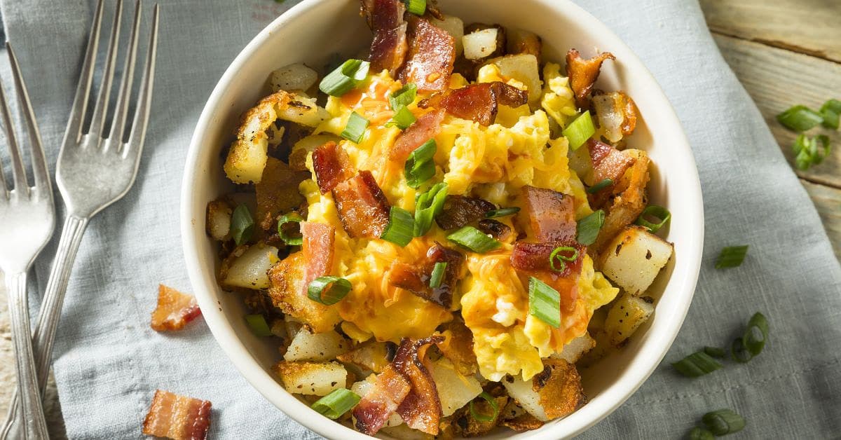 Smokey Cheddar Hash and Eggs