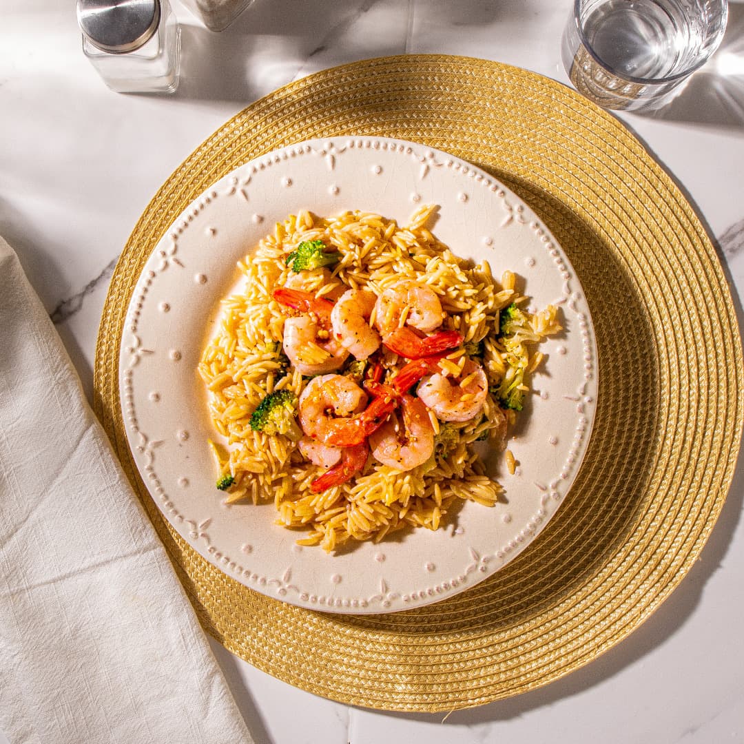 Shrimp Scampi with Broccoli Orzo