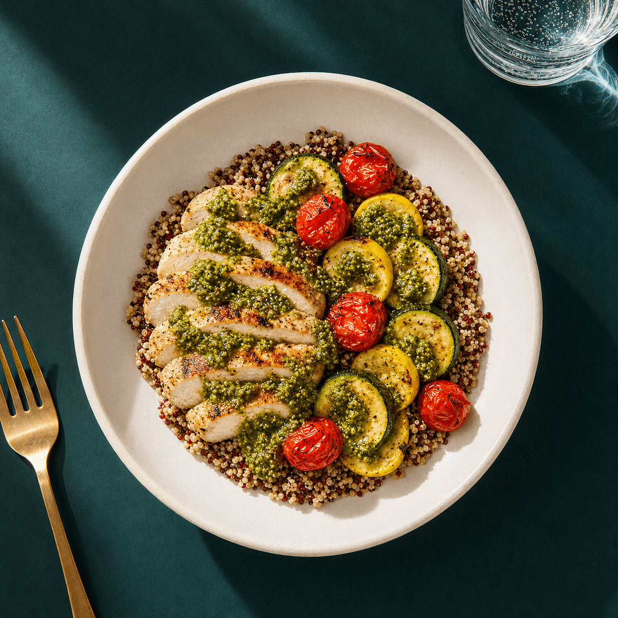 Chicken Pesto Quinoa Bowl
