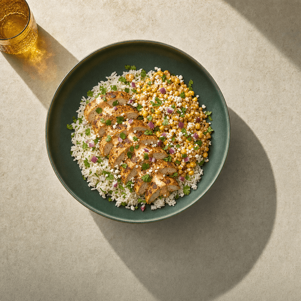 Street Corn Chicken and Rice Bowl