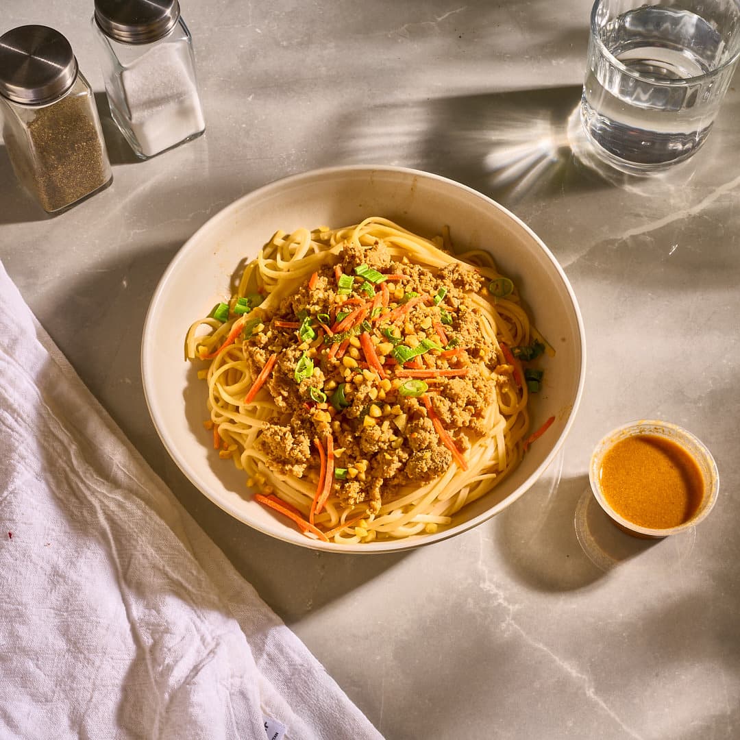 Spicy Tofu Peanut Noodle Bowl