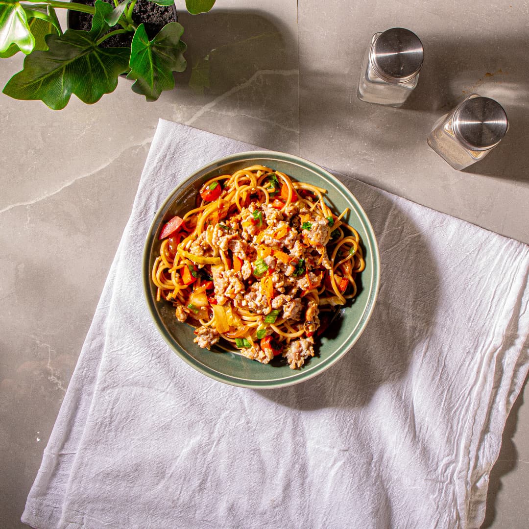 Asian Pork and Vegetable Noodle Bowl