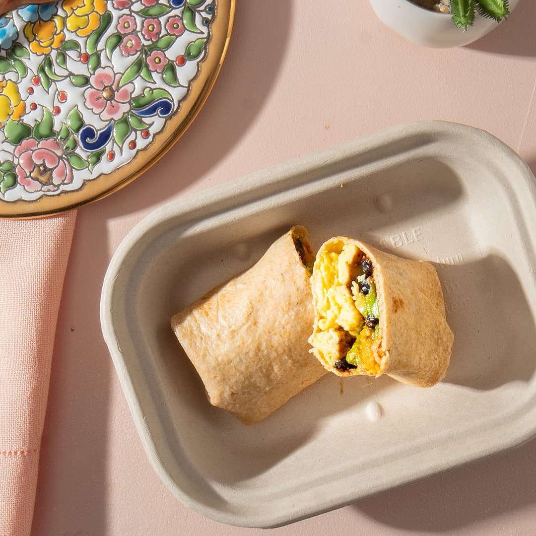 Black Bean Avocado Sweet Potato Breakfast Burrito