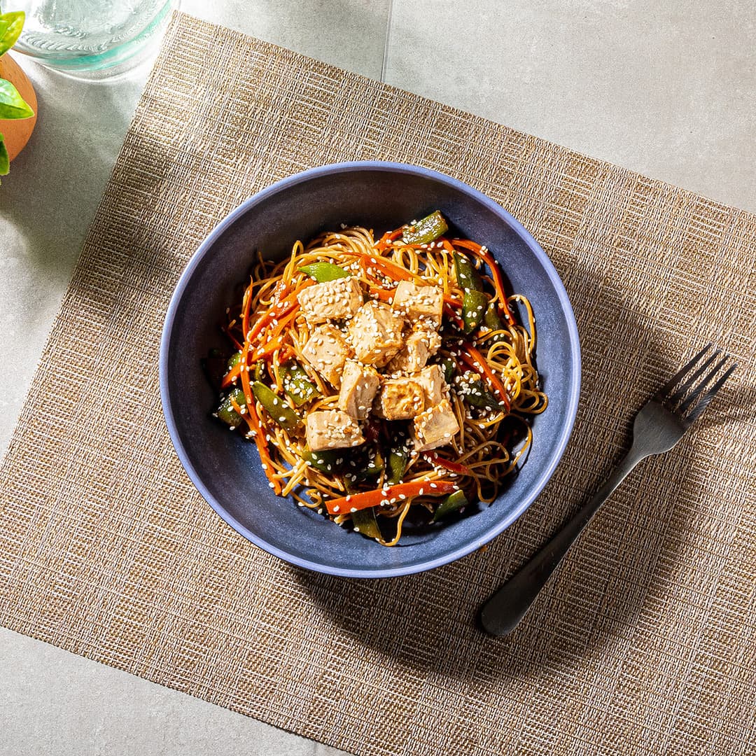 Sesame Chicken Noodles with Tofu