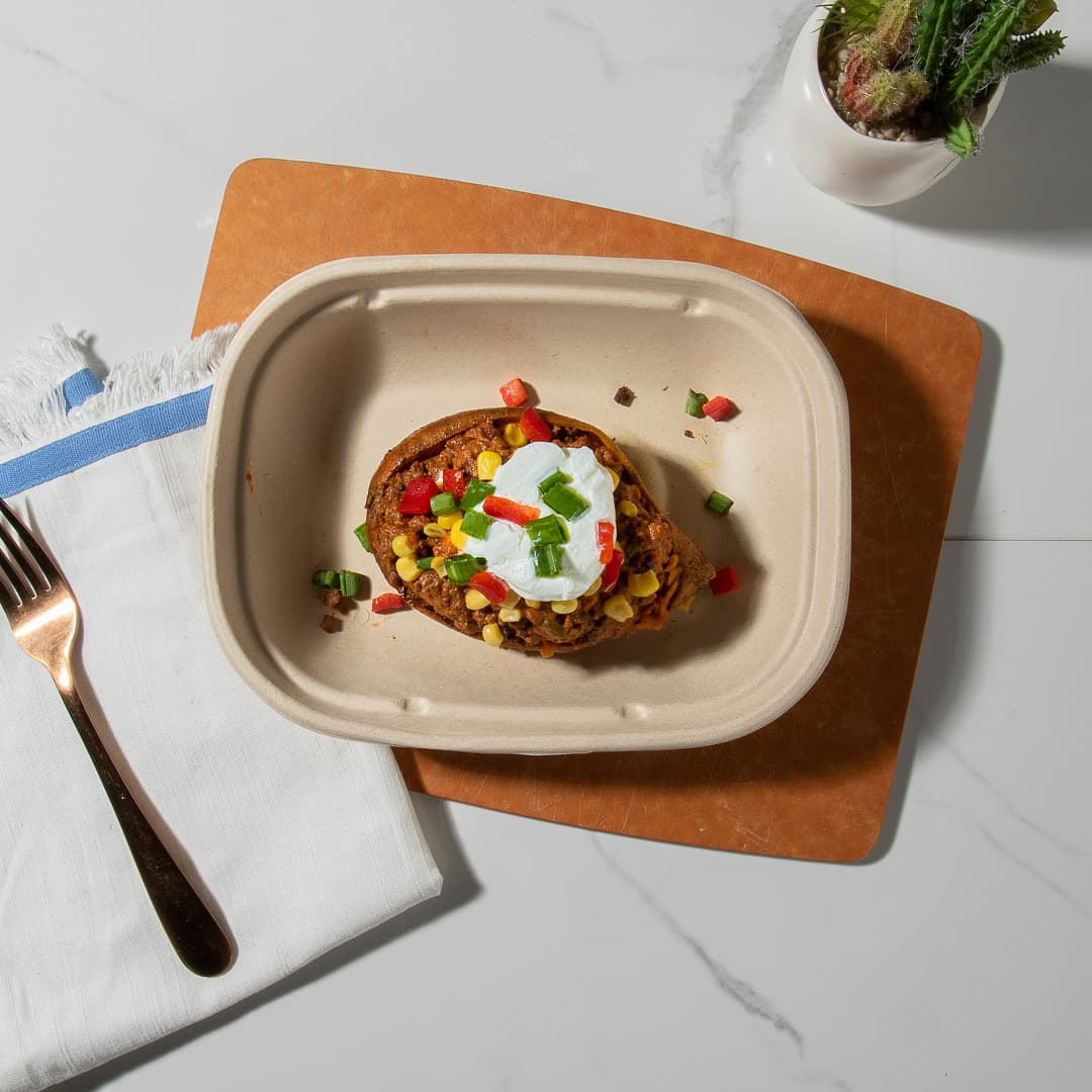 Chili Stuffed Sweet Potato