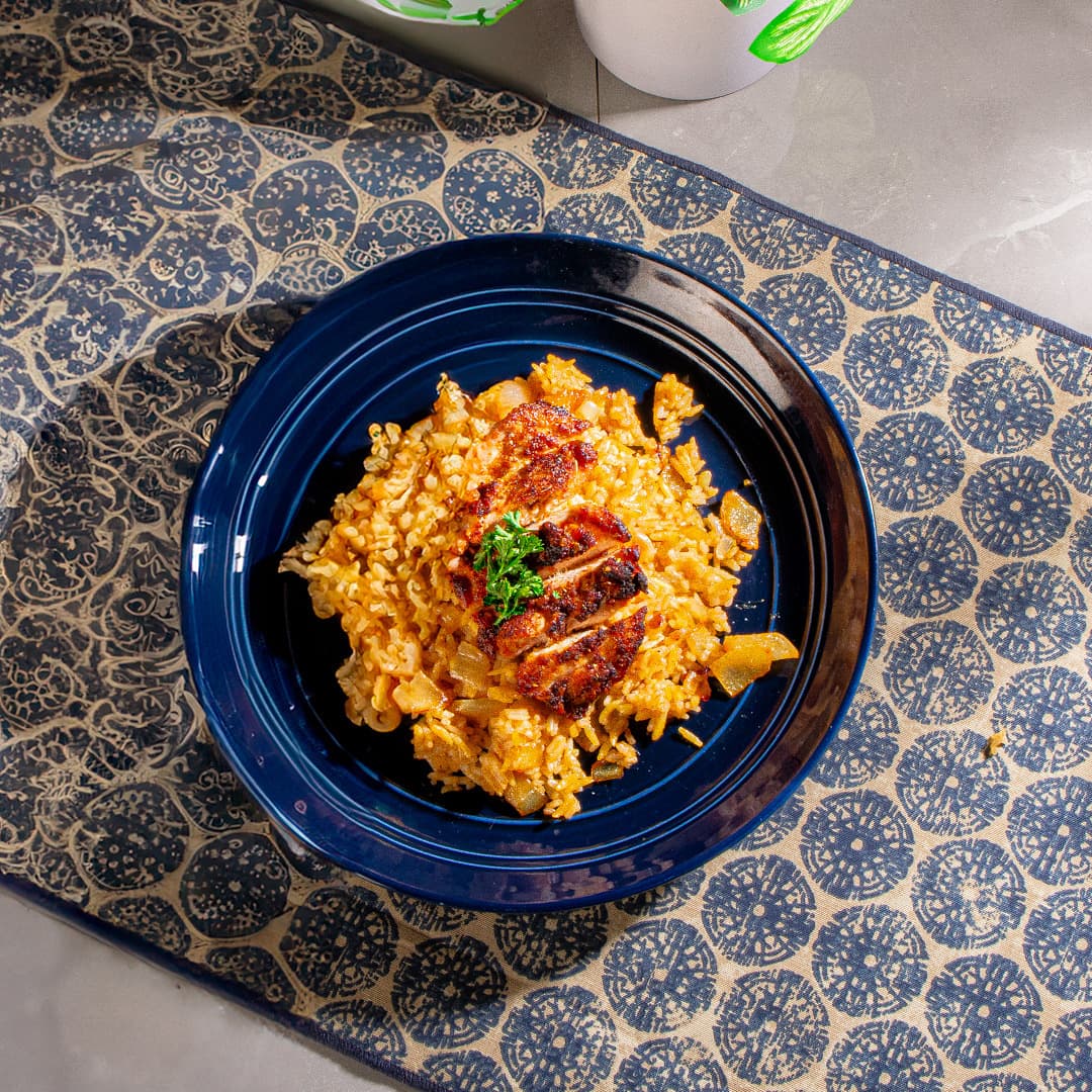 Chicken Rice with Buttered Onions