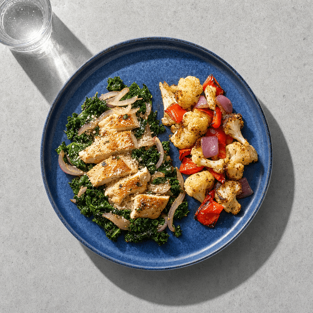 Low Carb Parmesan Chicken and Kale Saute