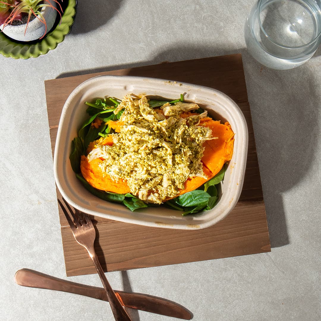 Pesto Stuffed Sweet Potato