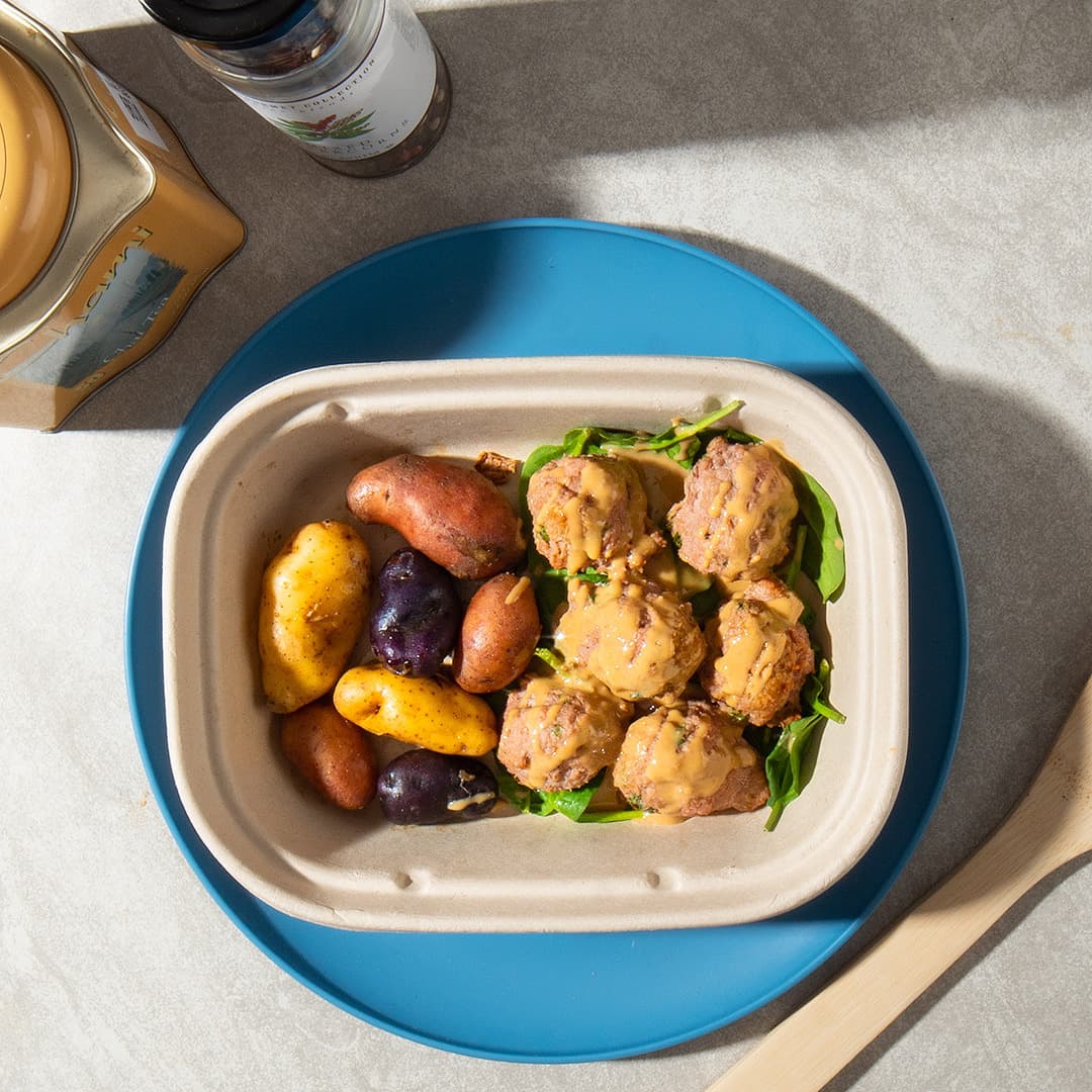 Tumeric Meatballs and Roasted Potatoes