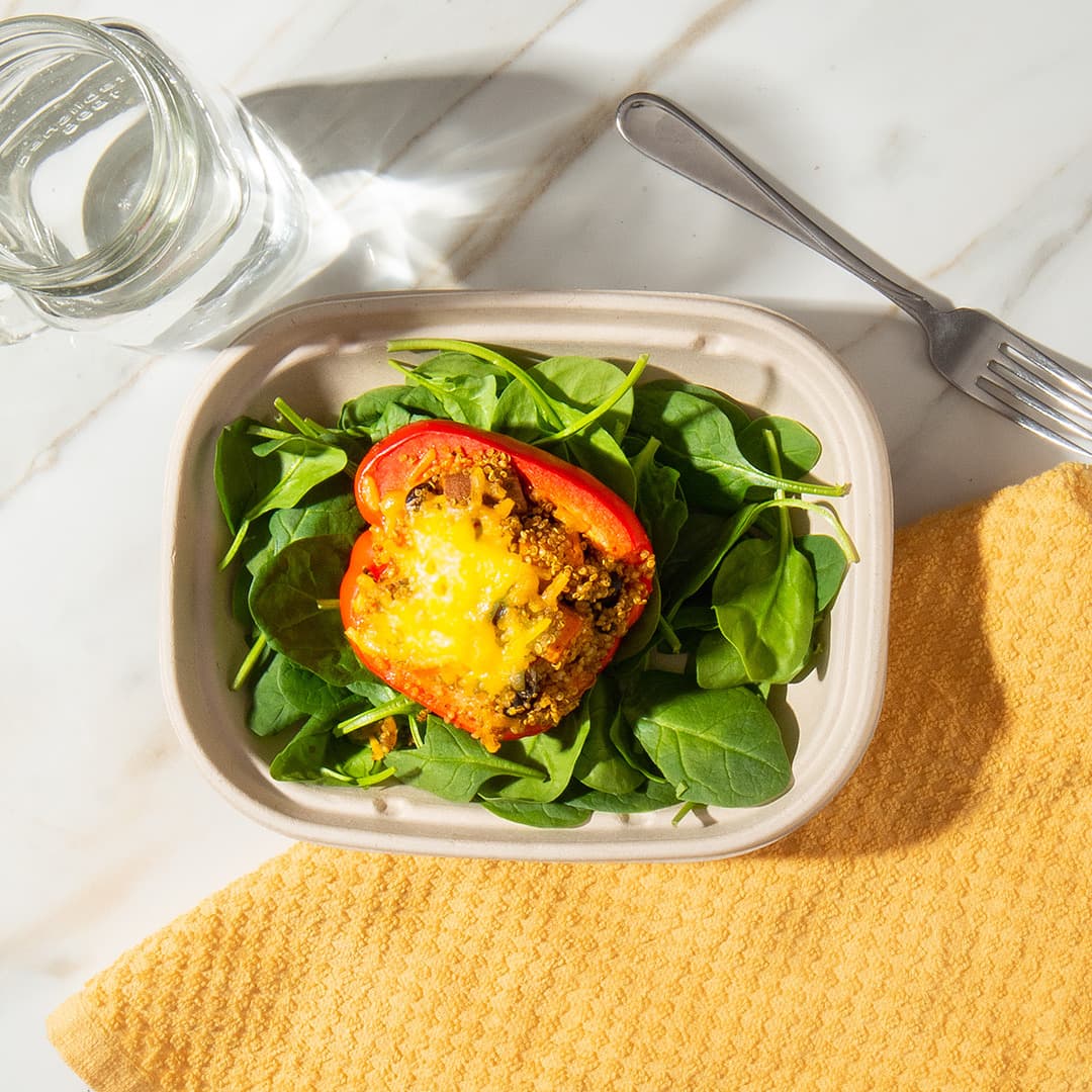 Black Bean, Sweet Potato and Quinoa Stuffed Pepper
