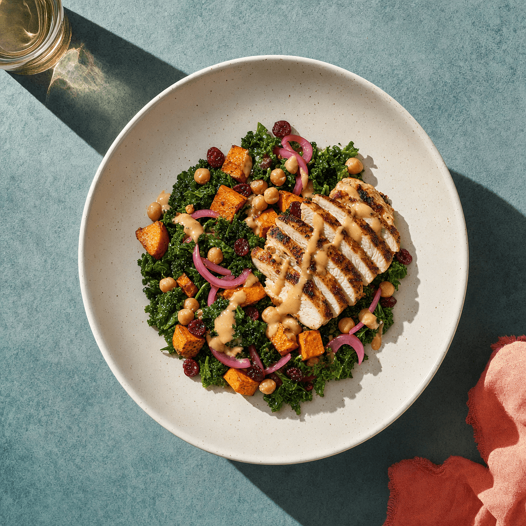 Citrus Tahini Kale Bowl with Chicken