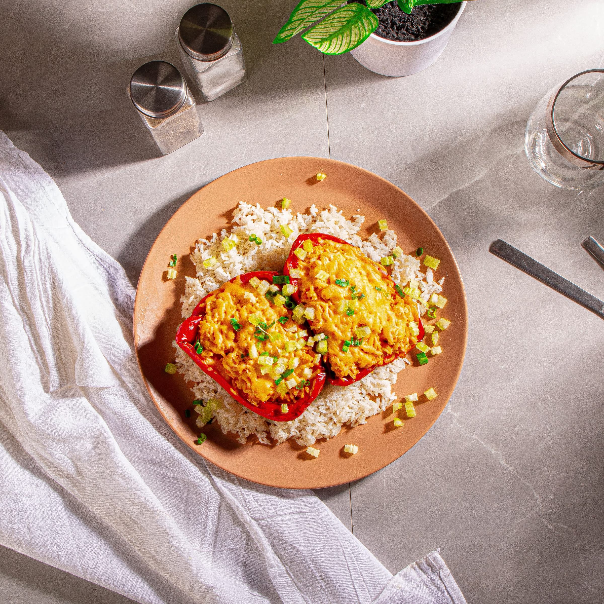 Buffalo Tuna Melt Stuffed Peppers