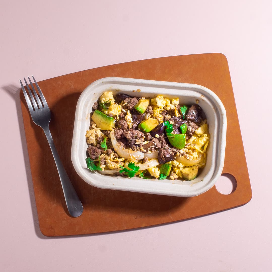 Ground Beef Eggs and Avocado Breakfast Bowl