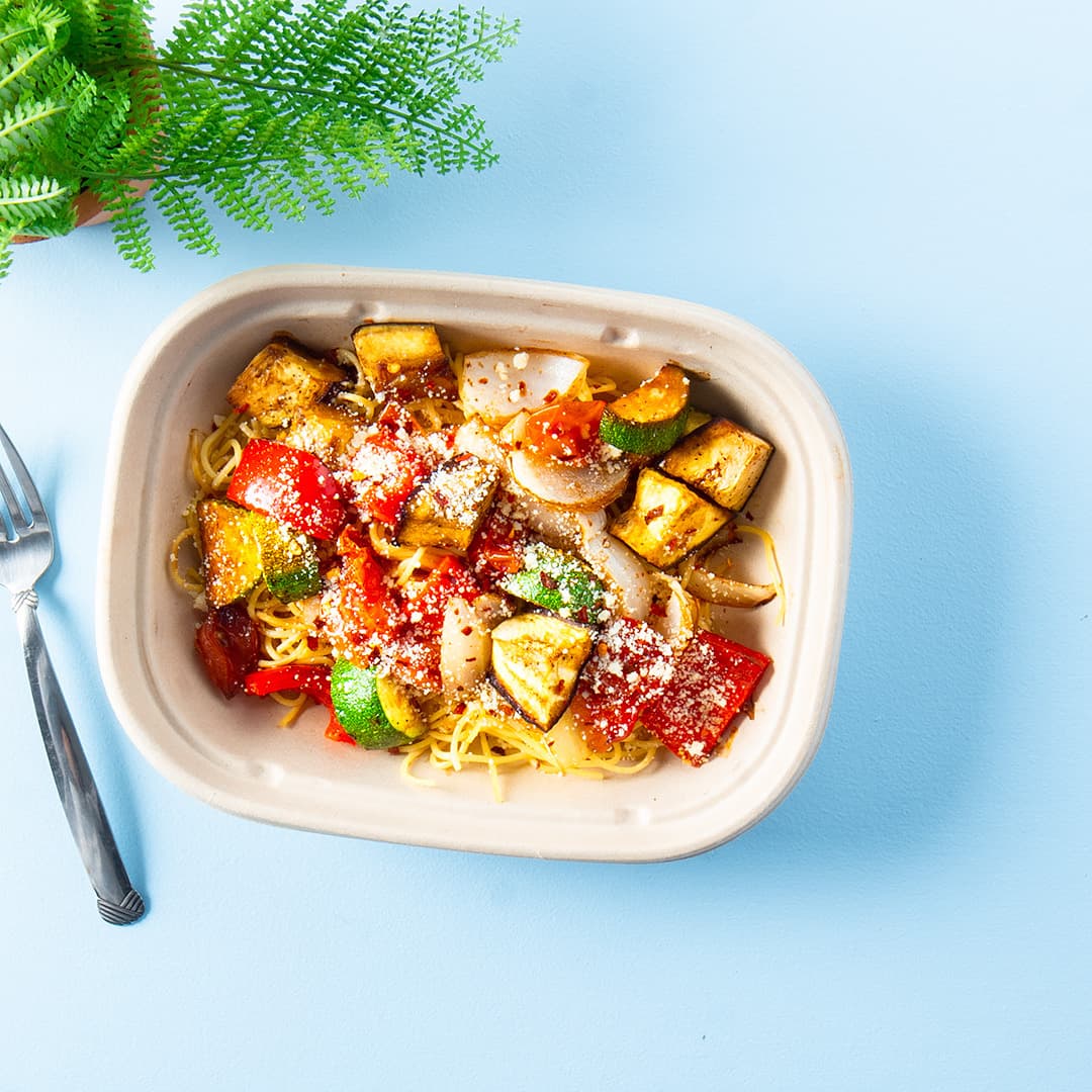 Spicy Roasted Ratatouille and Spaghetti