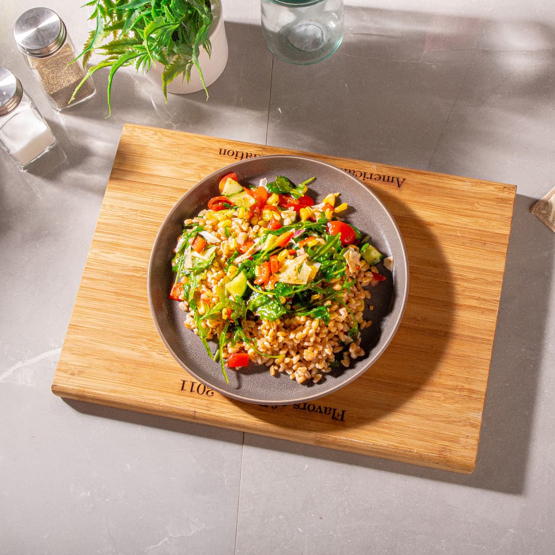 Summer Chopped Salad Grain Bowl With Chicken