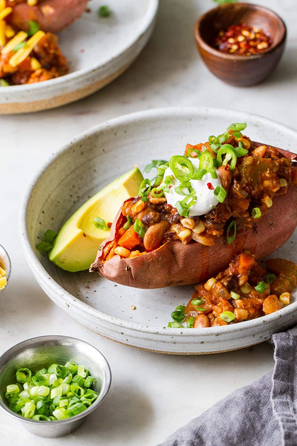 Chicken Mole Stuffed Sweet Potatoes
