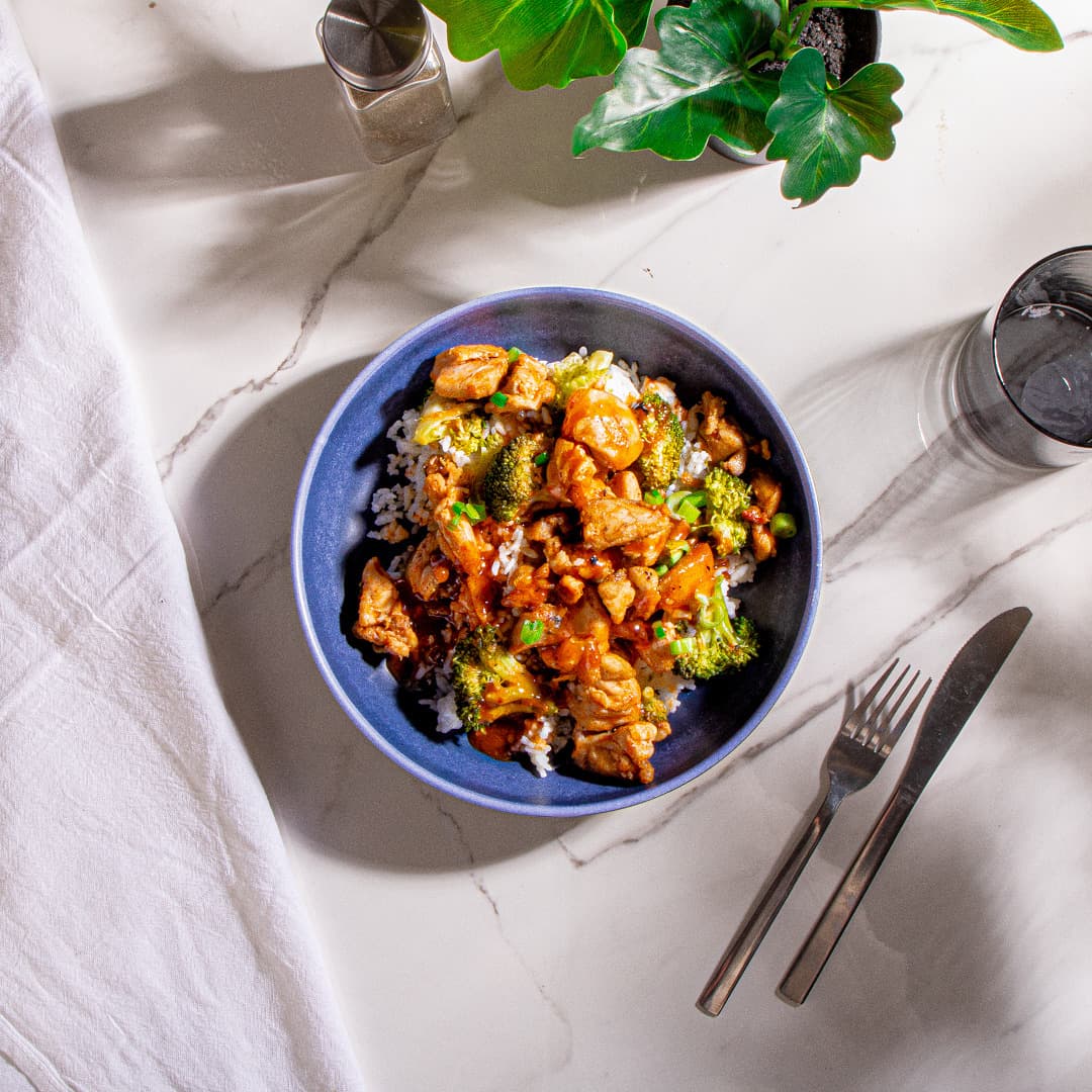 Slow Cooked Sesame Chicken Bowl