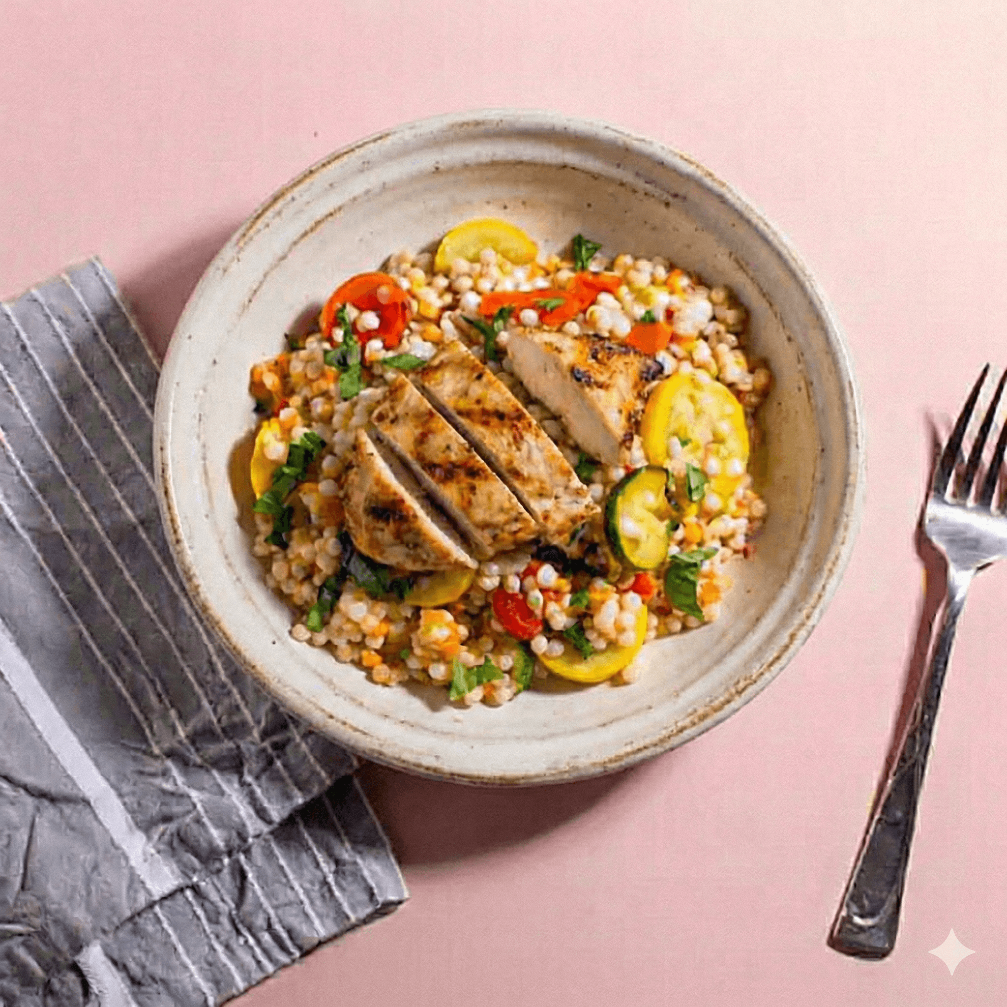 Mediterranean Couscous Salad with Chicken