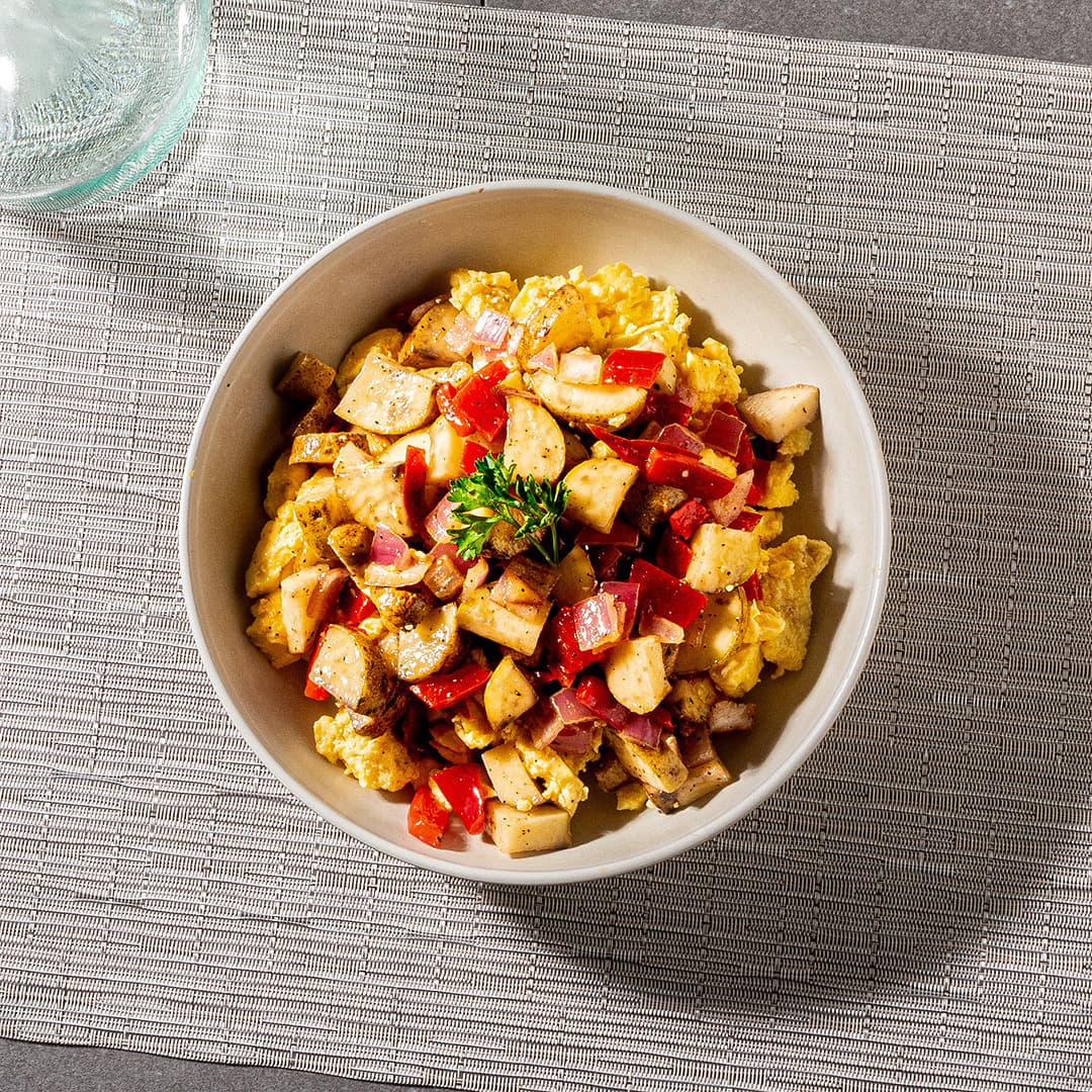 Potato Pepper and Onion Breakfast Bowl