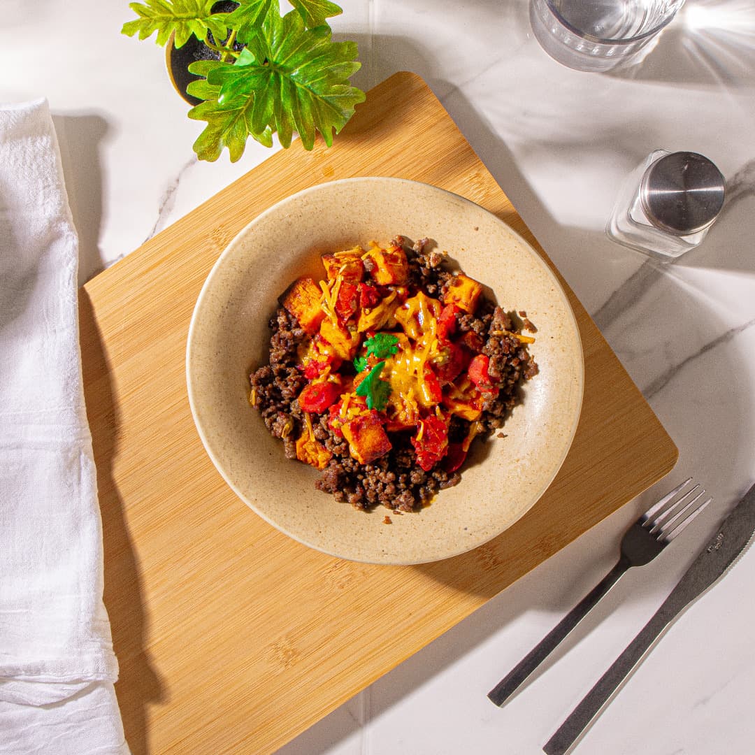 Southwest Ground Beef and Sweet Potato Skillet