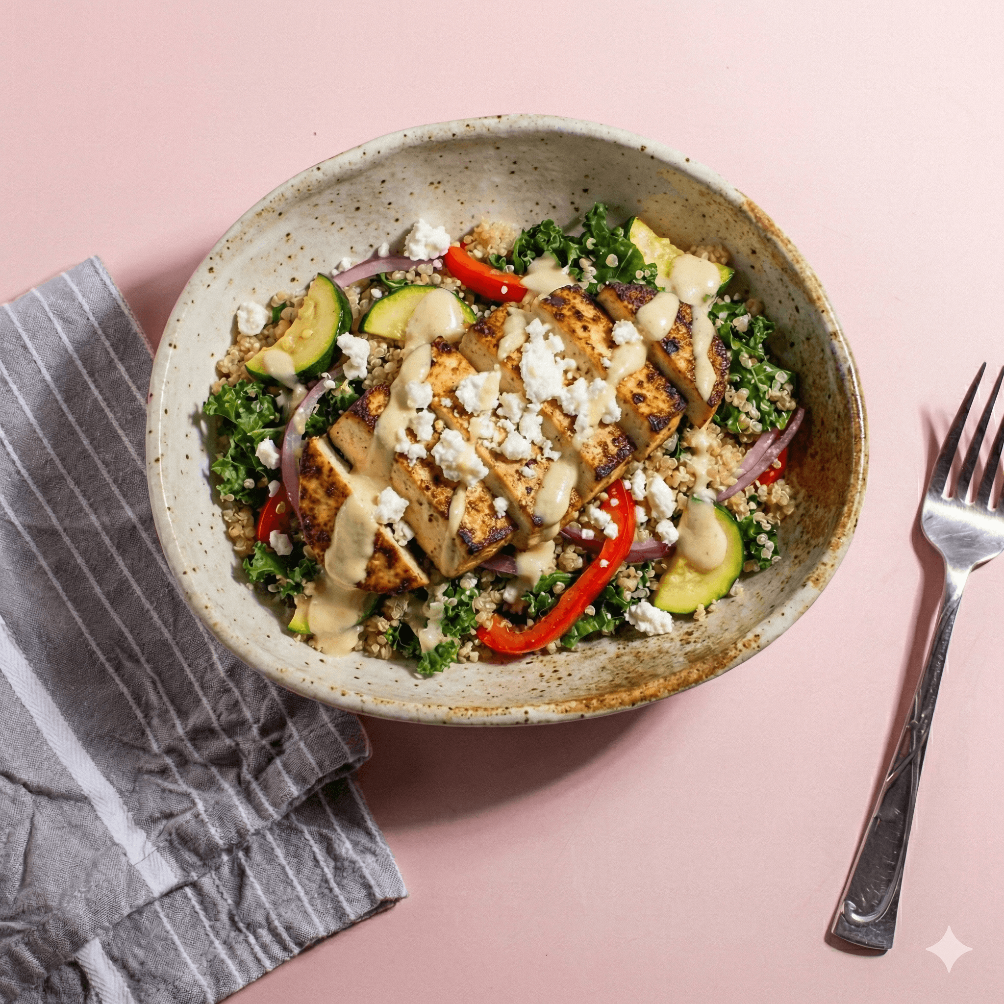 Feta Kale Bowl with Chicken