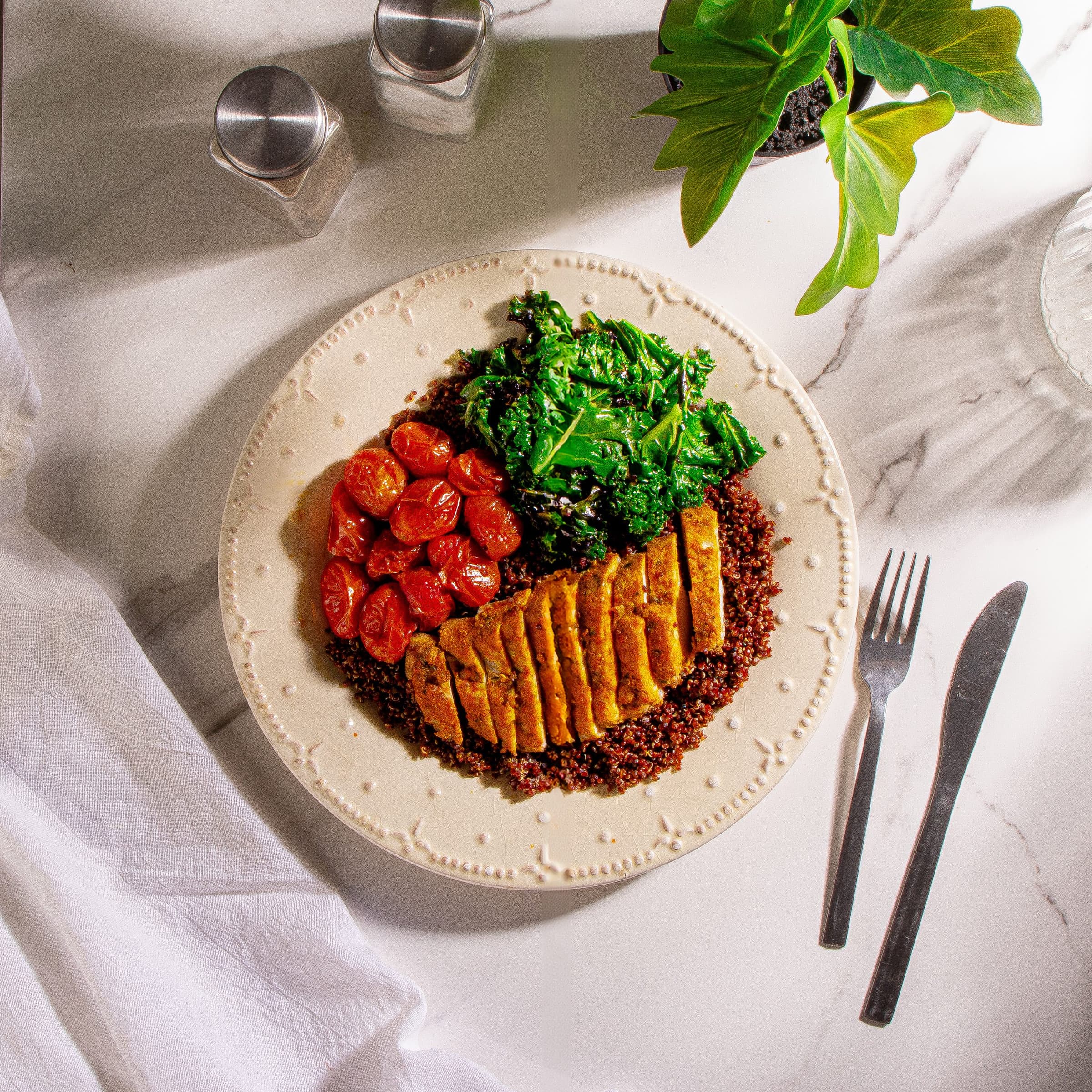 Roasted Tomato and Chicken Quinoa Bowl