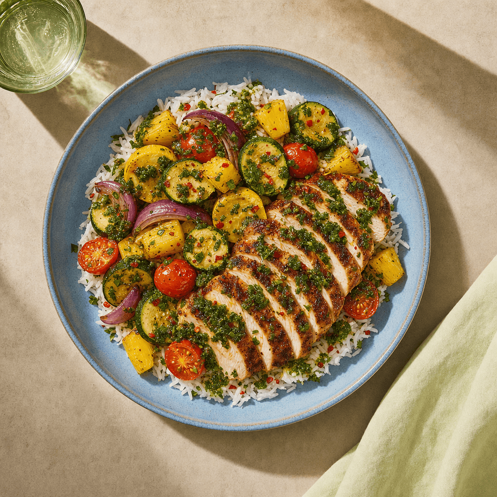 Pineapple Chimichurri Chicken Bowl