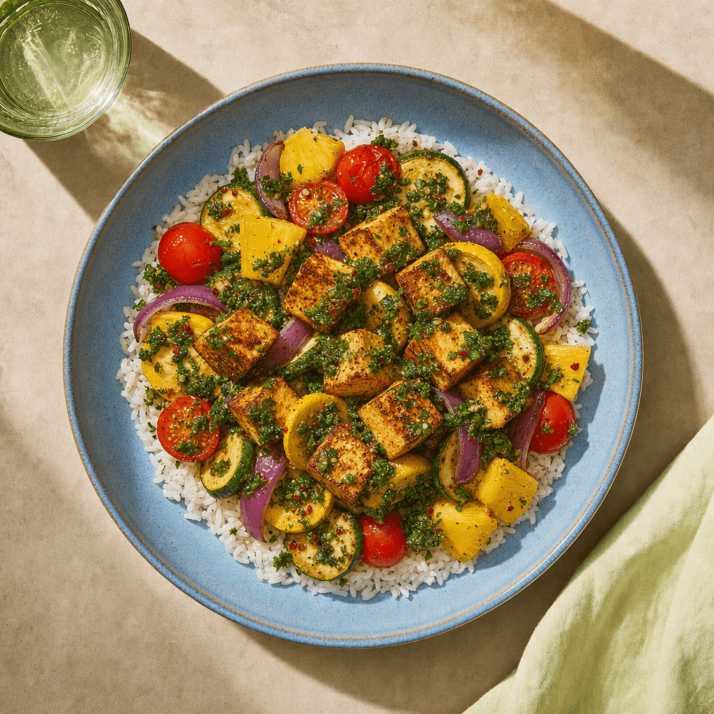 Pineapple Chimichurri Tofu Bowl