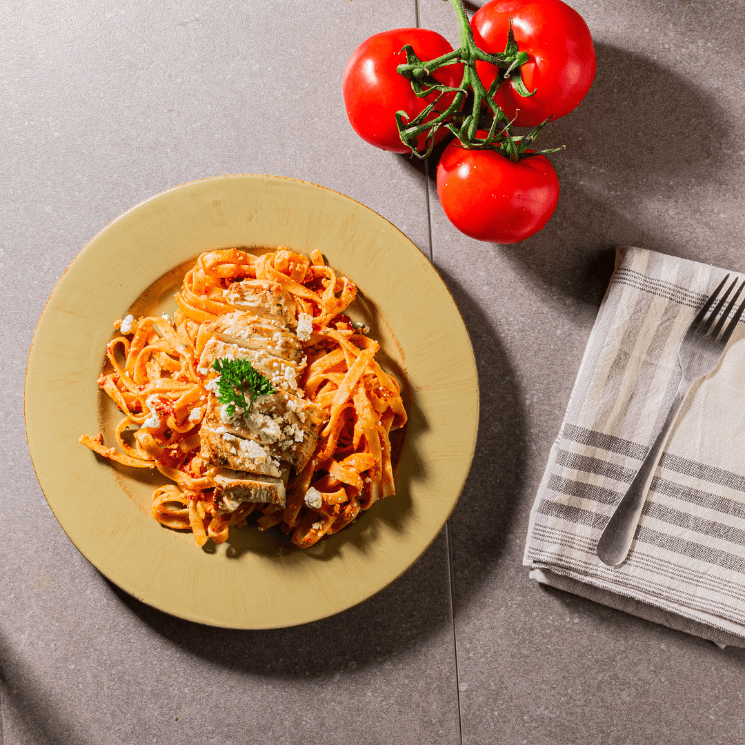 Red Pepper Fettuccine with Chicken
