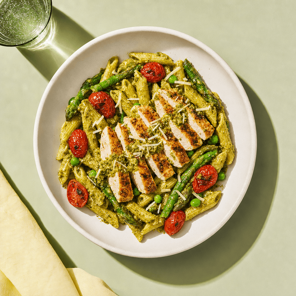 Pesto Penne Pasta with Grilled Chicken