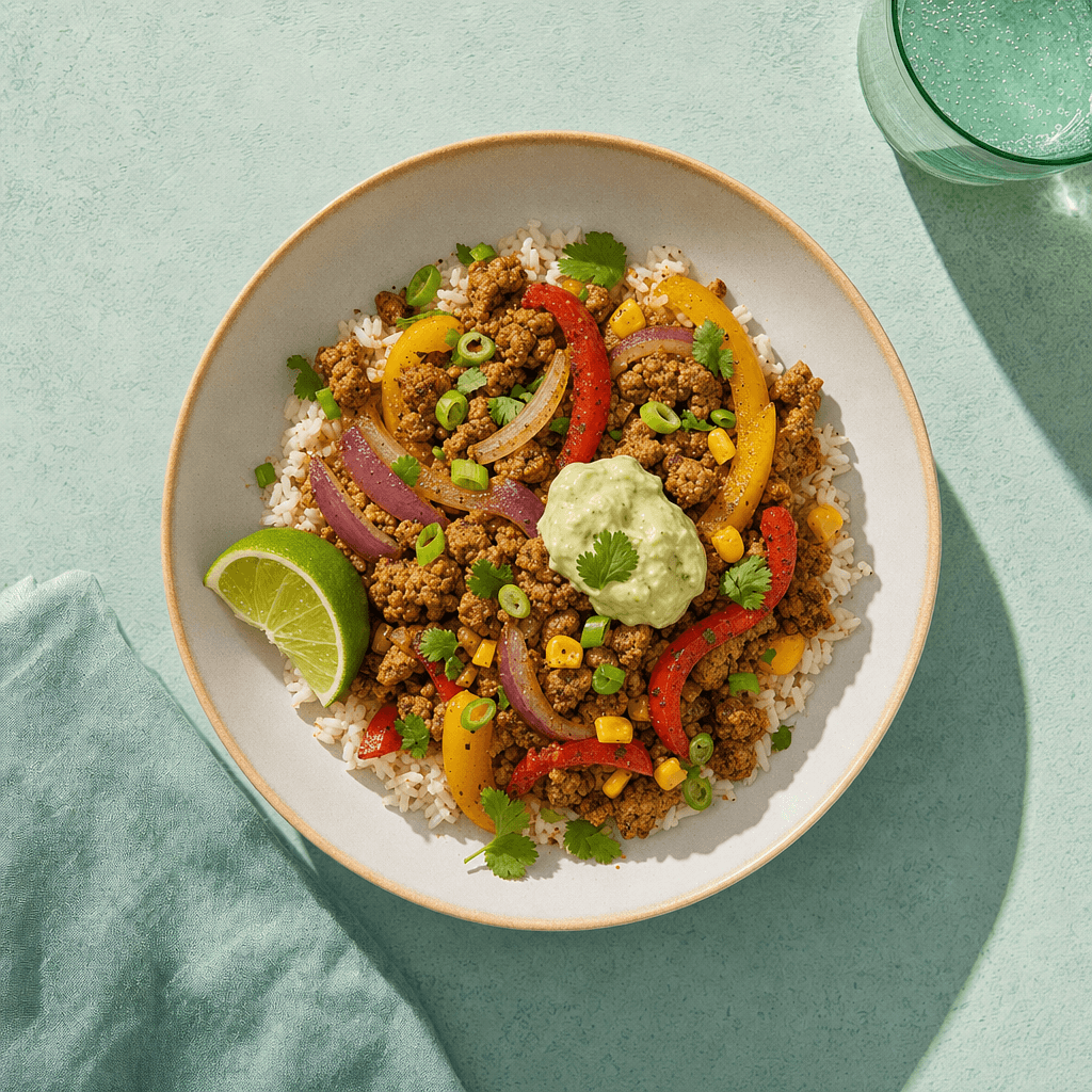 Turkey Fajita Rice Bowl
