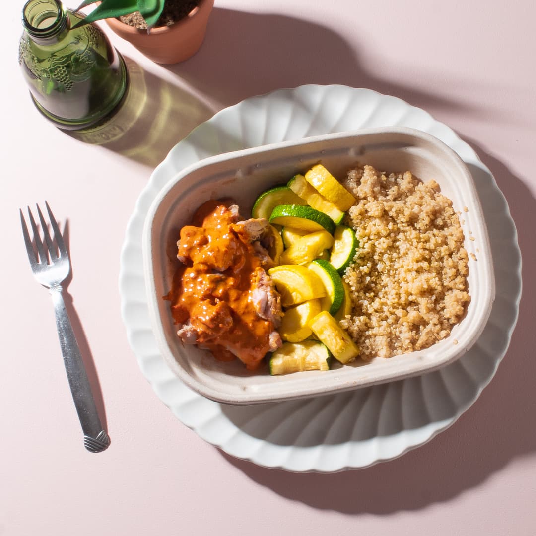 Mediterranean Roasted Red Pepper Chicken Bowl