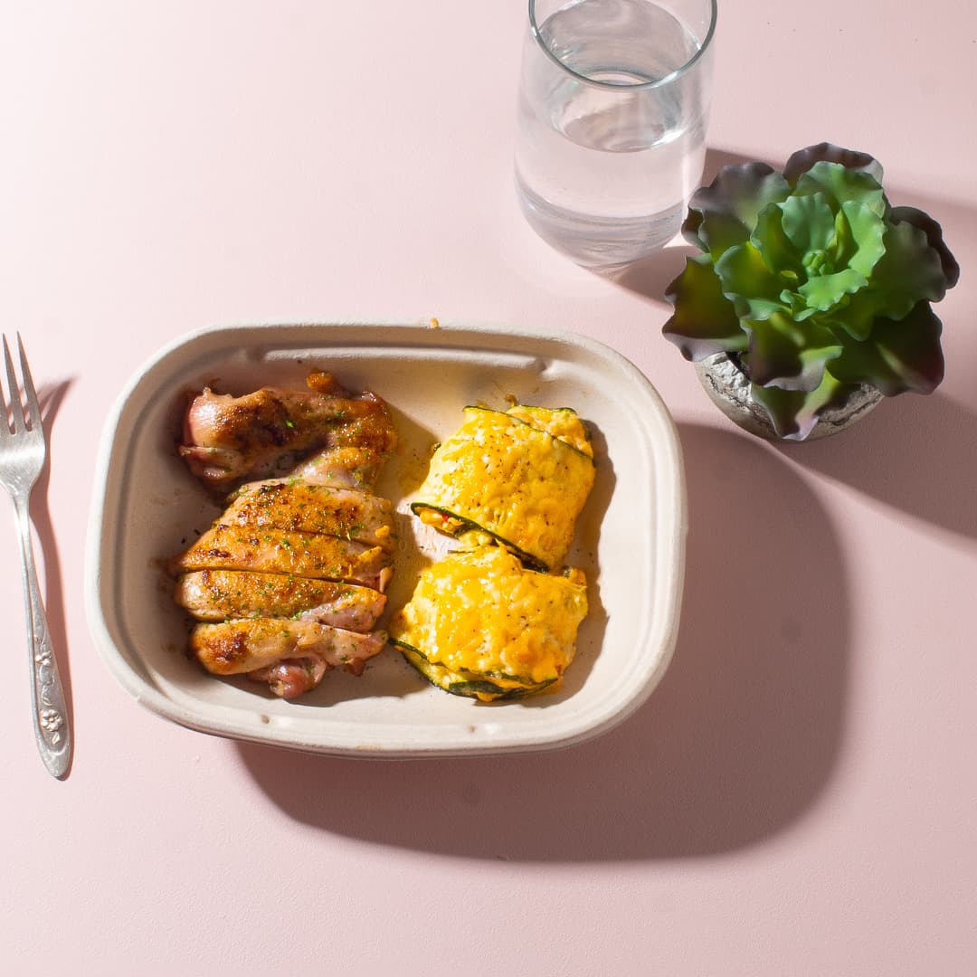 Zucchini Roll Ups with Herb Butter Chicken